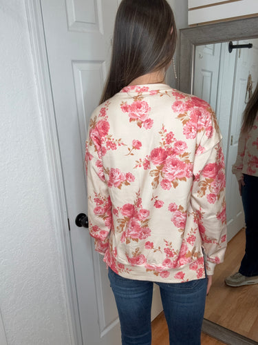 PETAL PINK UNIVERSITY SIDE SLIT PULLOVER SWEATSHIRT- AMPERS& AVENUE