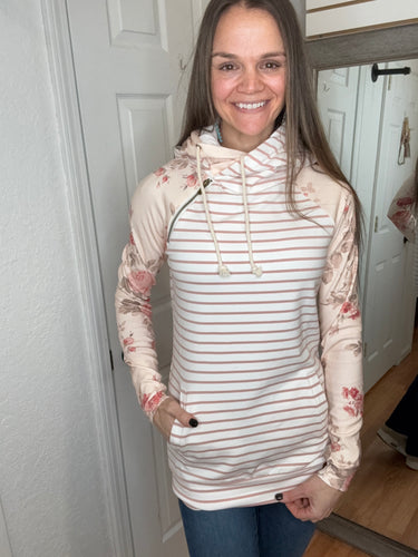 BLOSSOM BREEZE DOUBLE HOODED SWEATSHIRT - AMPERS& AVENUE