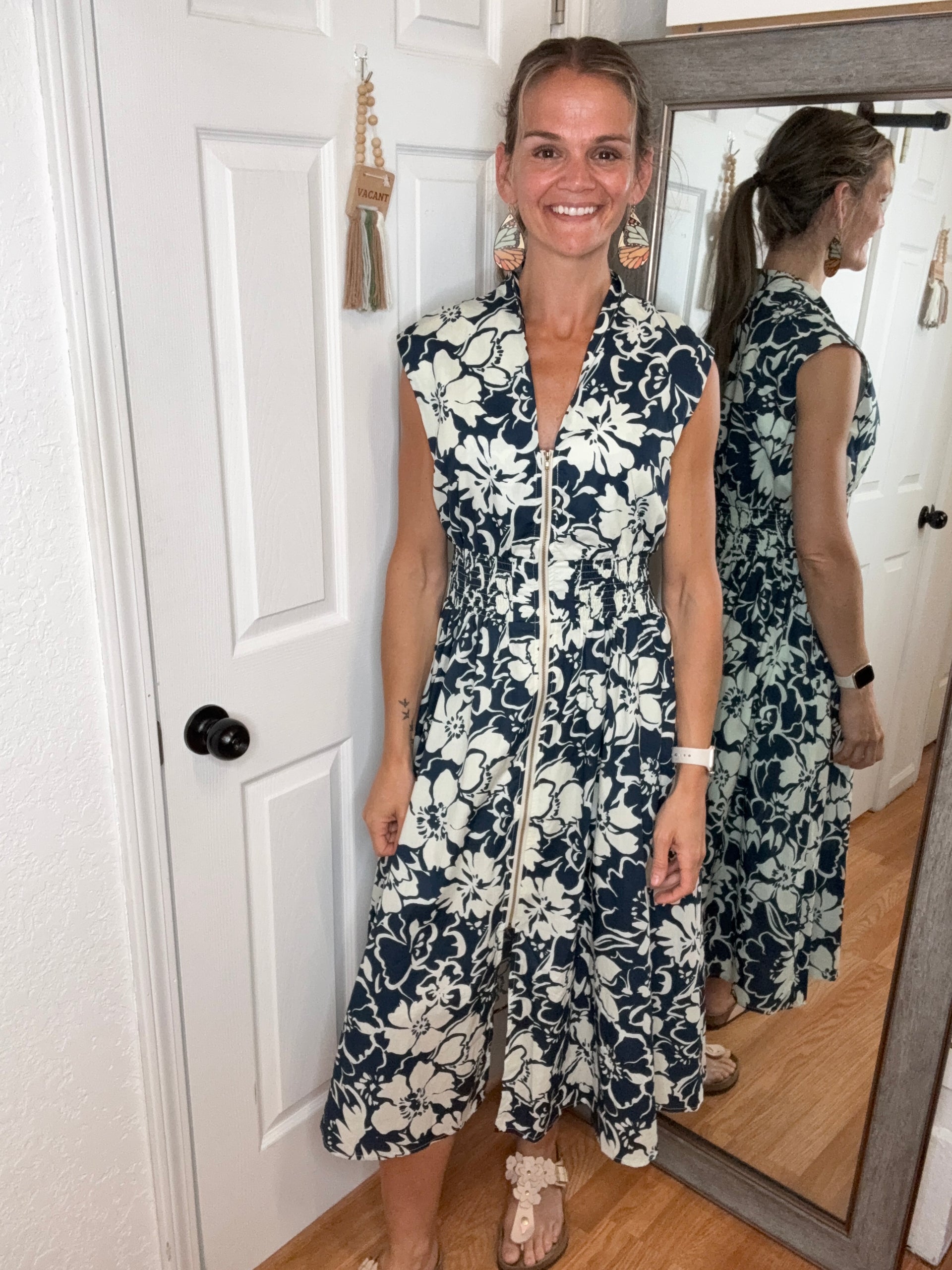 Dolly Midi Dress Navy Floral