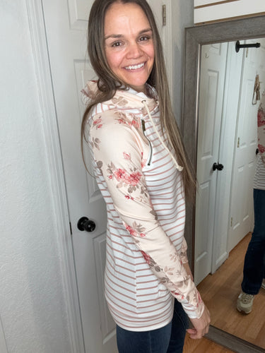 BLOSSOM BREEZE DOUBLE HOODED SWEATSHIRT - AMPERS& AVENUE