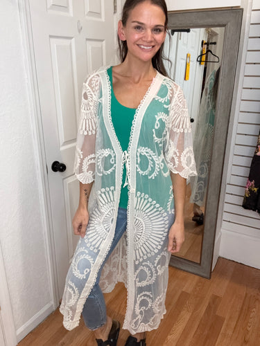 ELINDA SHEER LACE KIMONO