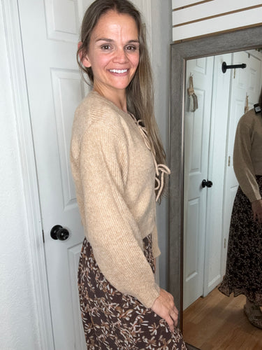Heather Bow Front Sweater - Mikarose