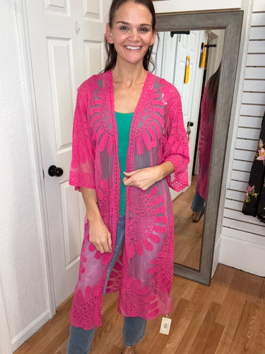 SABLE SHEER LACE KIMONO