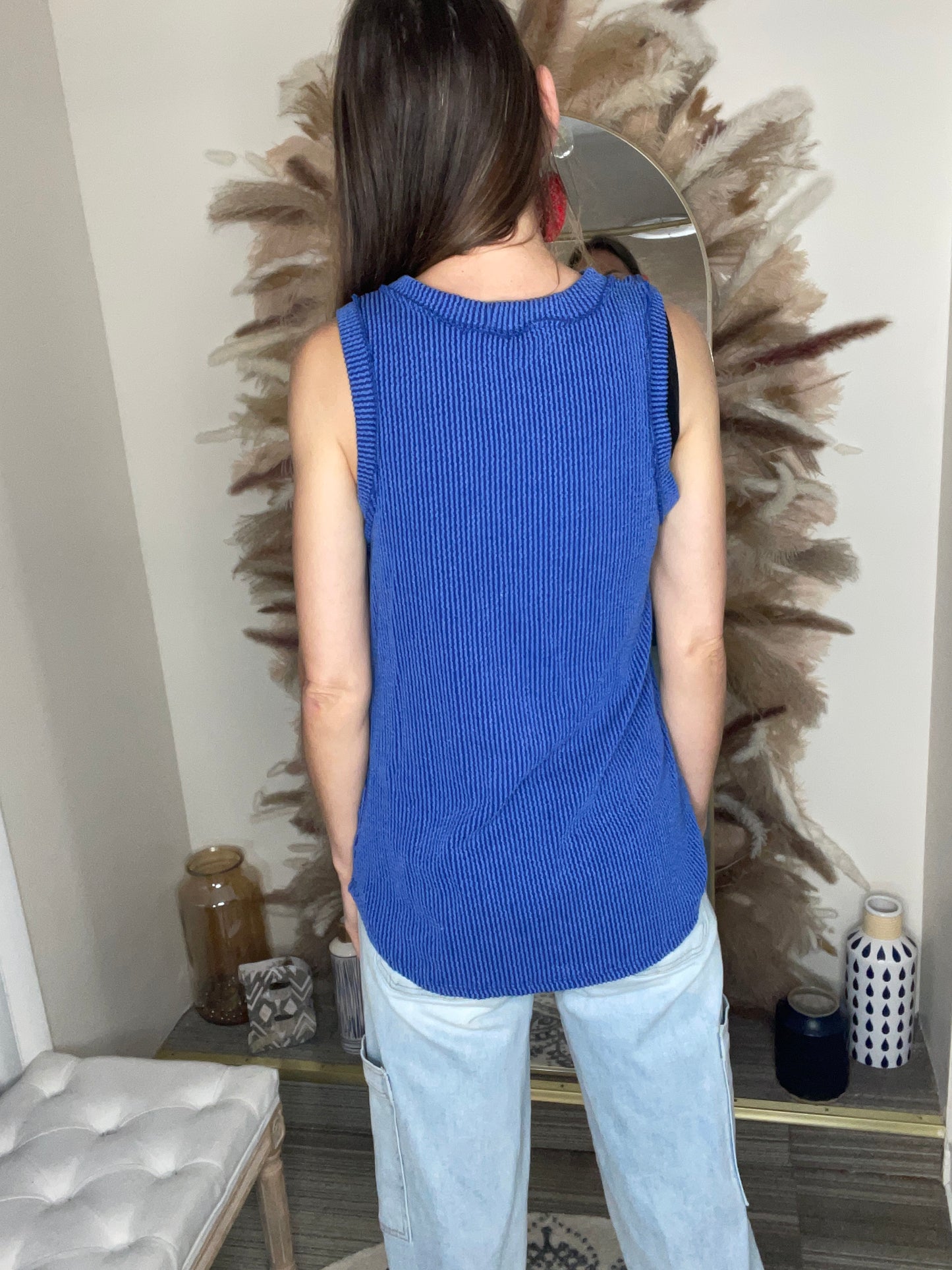 RIBBED BASIC TANK - ROYAL