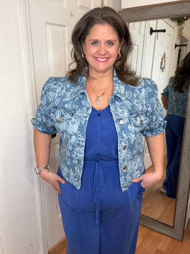 Mylie Half Sleeve Denim Jacket - Risen