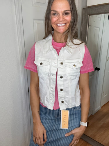 Maryn Denim Vest White- Risen