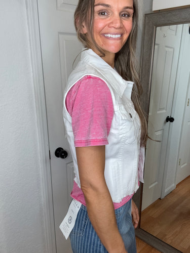 Maryn Denim Vest White- Risen