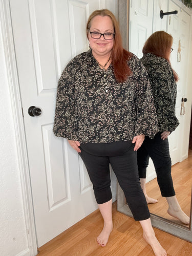 Luna Button Blouse Top- Mikarose