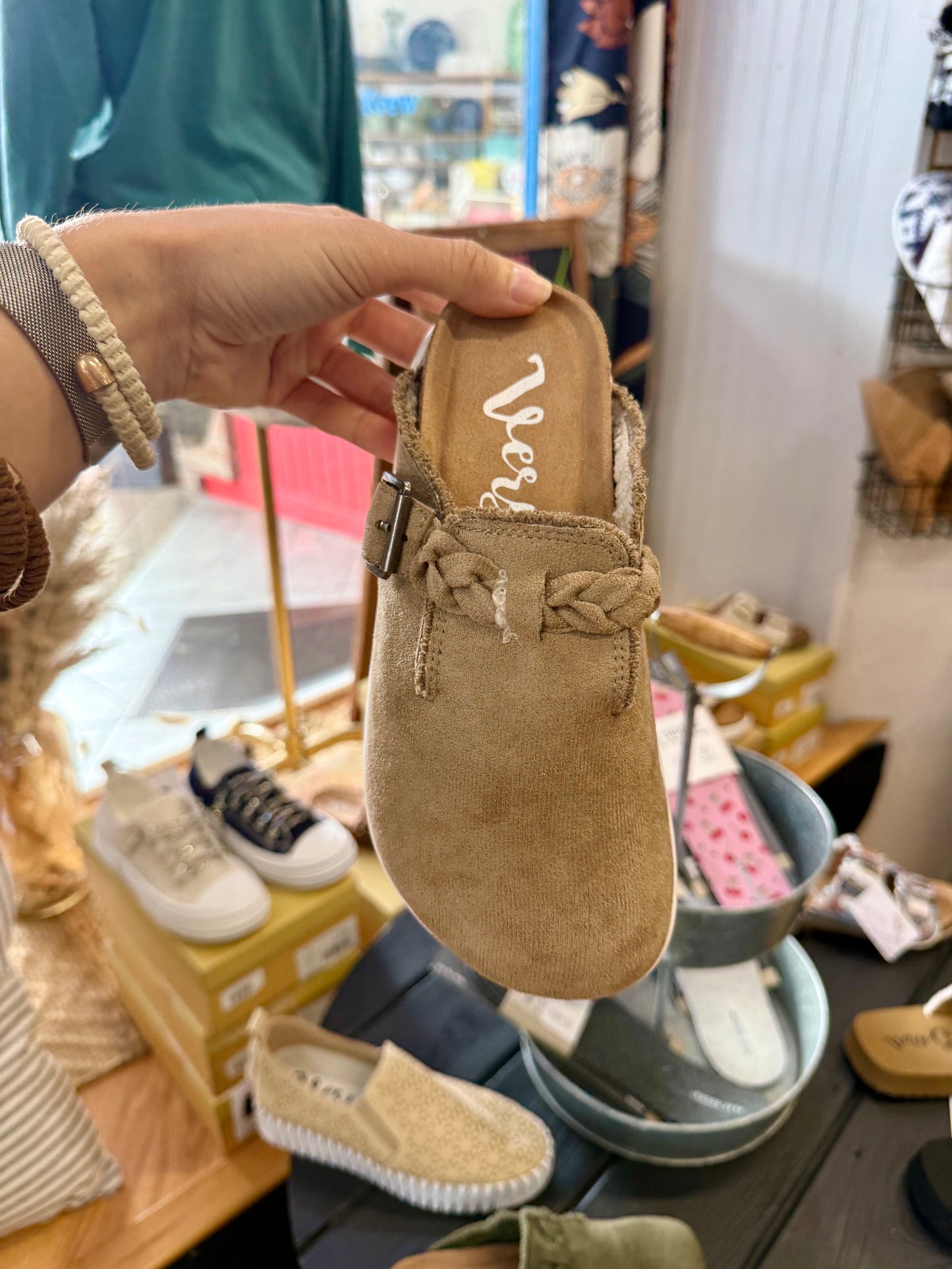 CALI CLOG SLIP ON SHOE TAUPE - VERY G