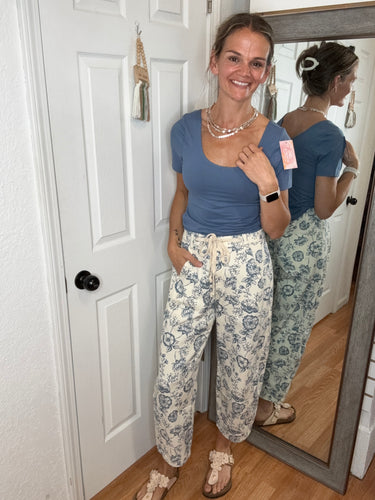 Ophelia Printed Barell Fit Denim Pants - Oddi