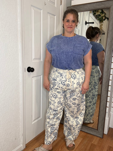 Ophelia Printed Barell Fit Denim Pants - Oddi