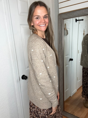 Amelia Dot Cardigan Mocha - Staccato
