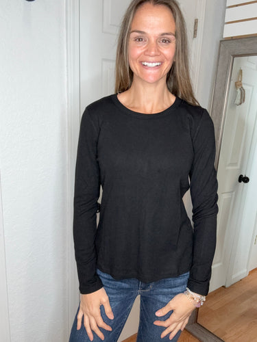 Stella Long Sleeve Crew Top Black - Staccato
