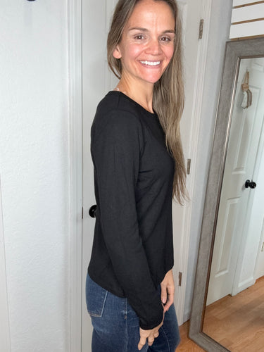Stella Long Sleeve Crew Top Black - Staccato