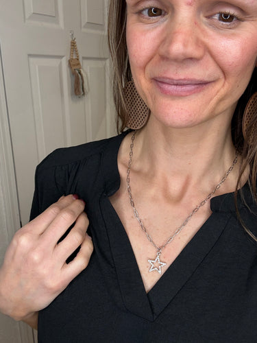 Paperclip Silver Charm Necklace