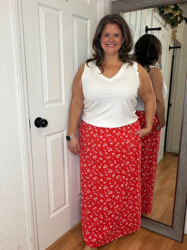 Sheena Midi/Maxi Skirt Skirt Red- Mikarose
