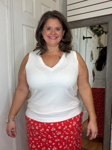 Billy Ribbed Tank Top White - Yelete
