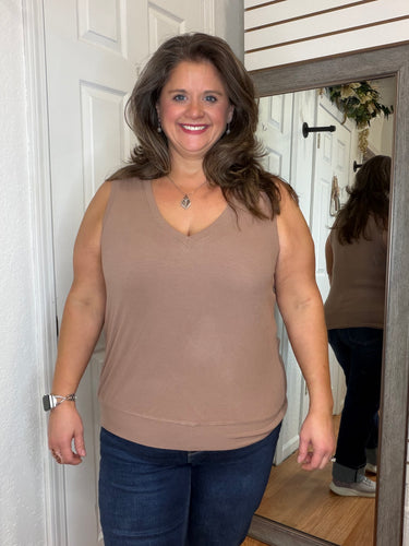 Billy Ribbed Tank Top Mocha - Yelete