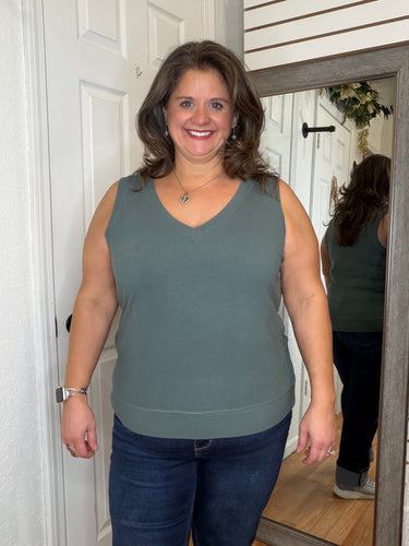 Billy Ribbed Tank Top Smokey Olive- Yelete