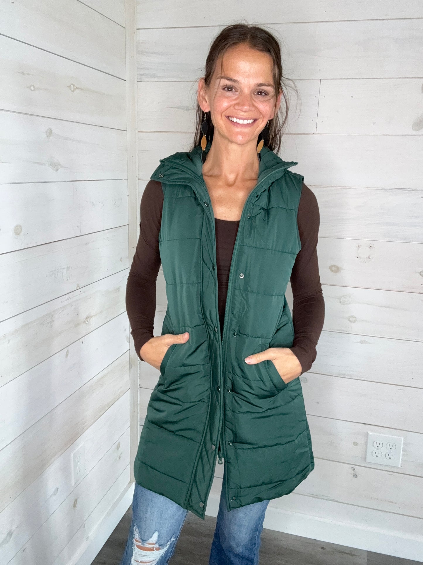 HARLOW VEST HUNTER GREEN - MICHELLE MAE
