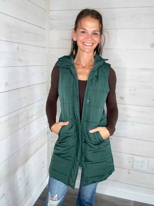 HARLOW VEST HUNTER GREEN - MICHELLE MAE