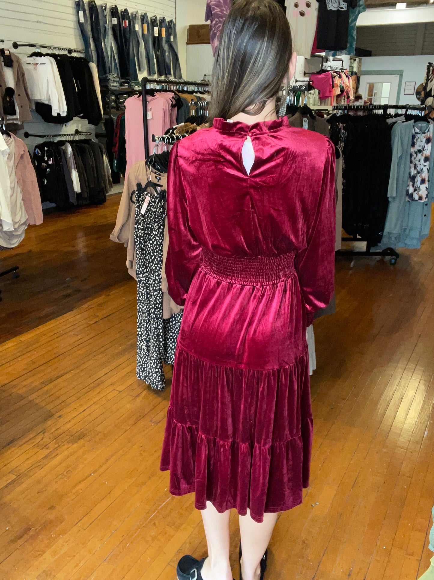 CINDY LOU VELOUR DRESS