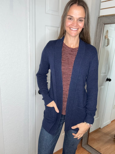 Gail Waffle Cardigan Navy - Staccato