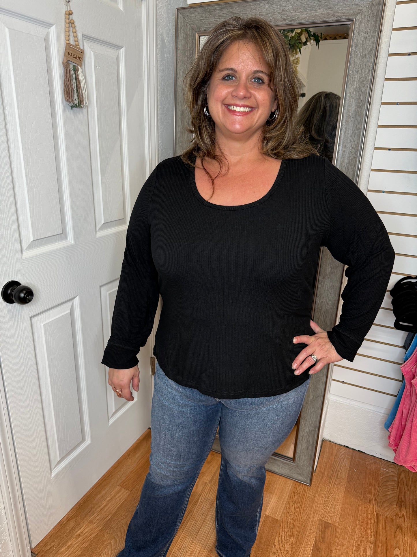 NINA LONG SLEEVE TOP BLACK - MIKAROSE