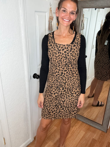 HARPER LEOPARD JUMPER DRESS - MIKAROSE