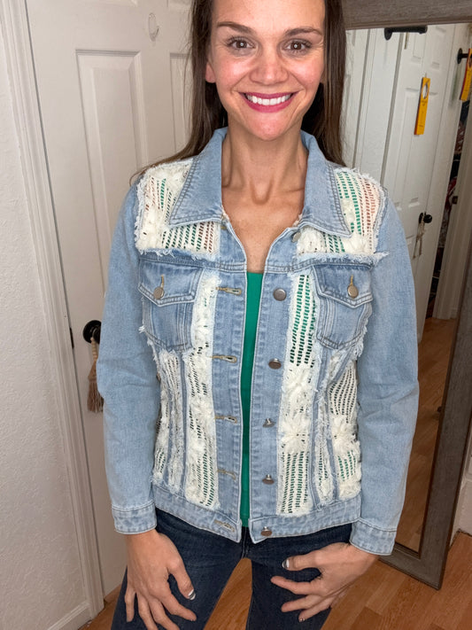 RHONDA -LACE DETAIL DENIM JACKET -DAVI & DANI