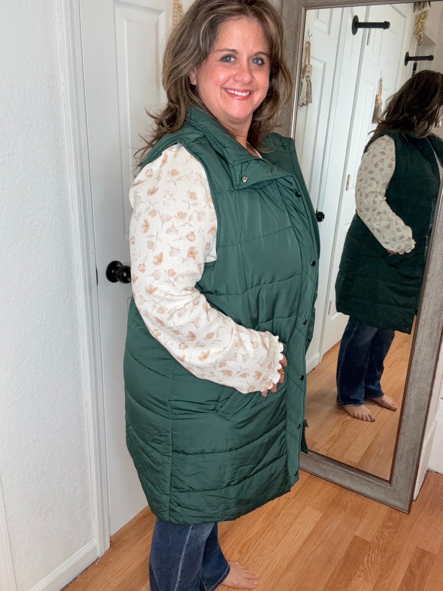 HARLOW VEST HUNTER GREEN - MICHELLE MAE