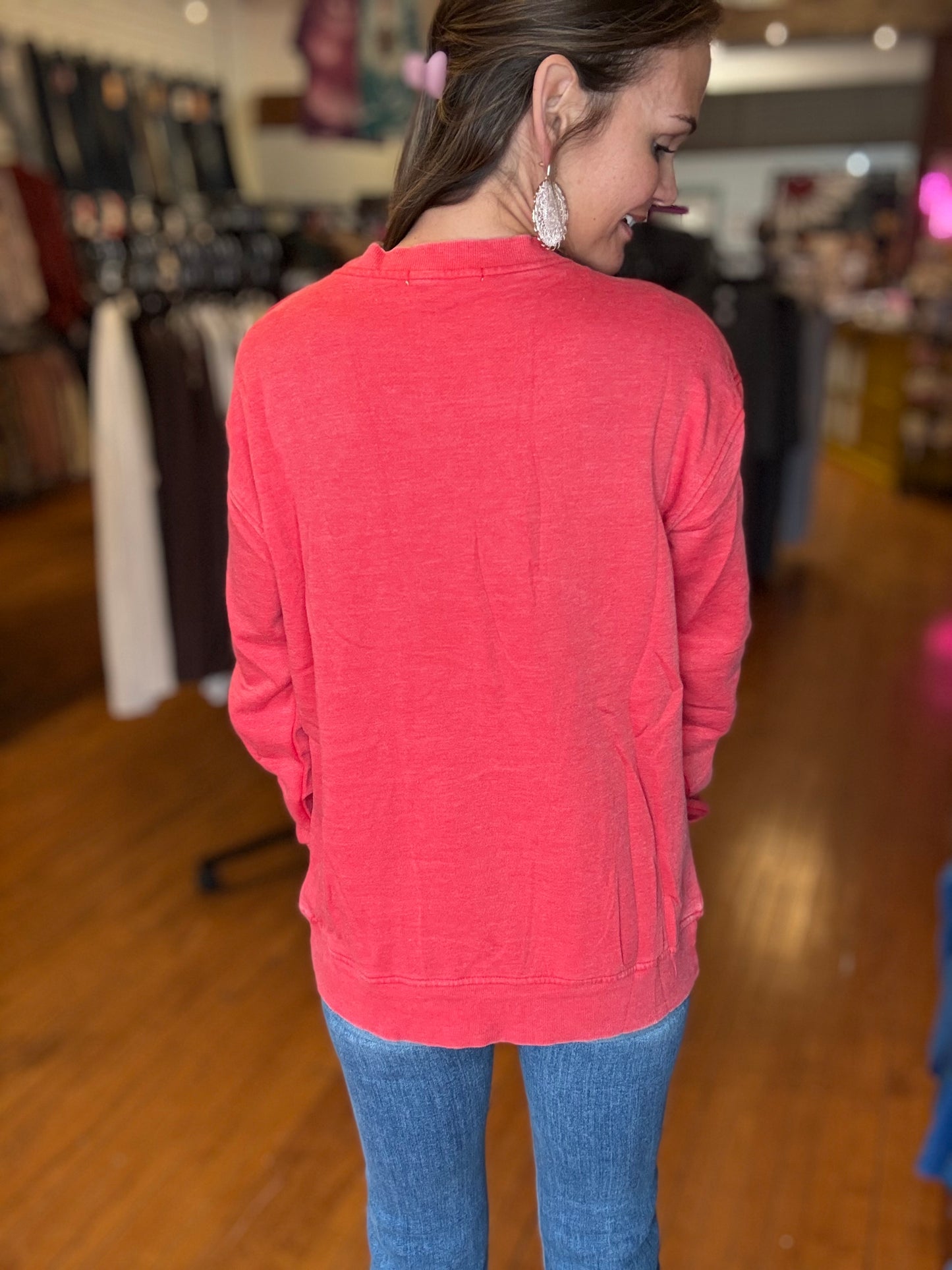 VIXEN VINTAGE WASH PULLOVER - RED