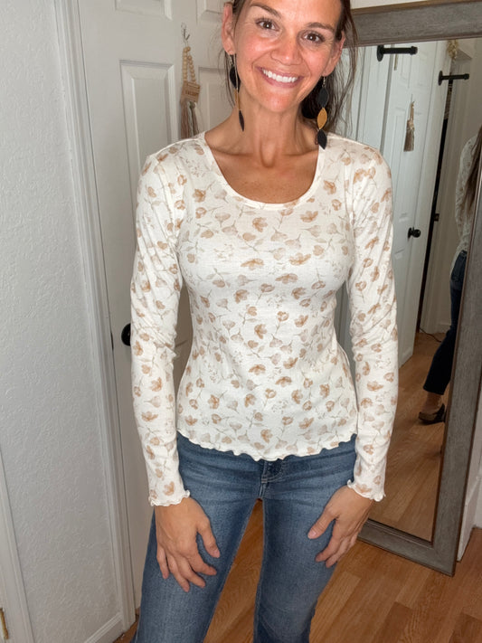 HARRIET LONG SLEEVE RIBBED TOP - MIKAROSE