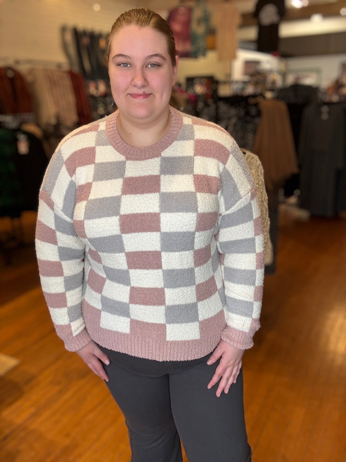 CLAIRE CHECKERED SWEATER