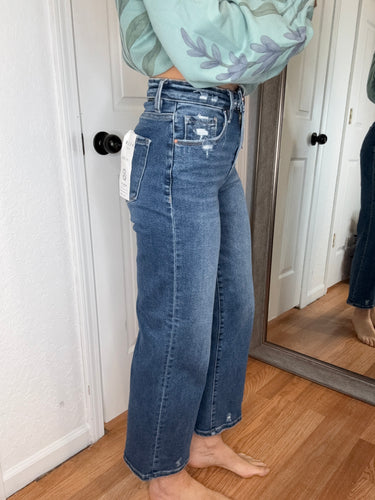 Marla Crop Wide Leg Denim Jeans- Risen