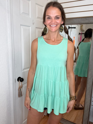 MINT TO BE TIERED SLEEVELESS TOP - ZENANA