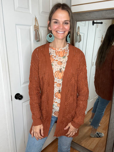 Clancy Cardigan Rust- Cozy Co