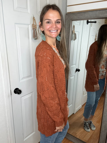 Clancy Cardigan Rust- Cozy Co