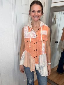 Clarice Hooded Layering Vest Orange- Oli & Hali