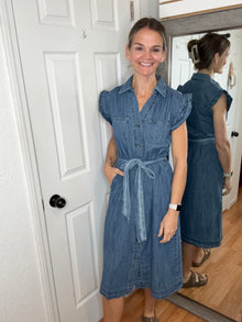 Delyn Denim Midi Dress- Heimish