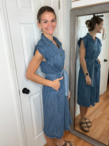 Delyn Denim Midi Dress- Heimish