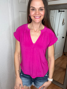 Viv V-neck Top Fuchsia- DNA Couture