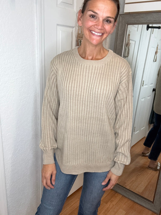 PIPER PULLOVER SWEATER TOP LIGHT MOCHA - ZENANA