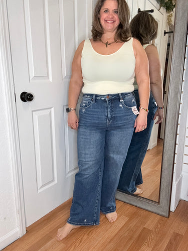 Marla Crop Wide Leg Denim Jeans- Risen