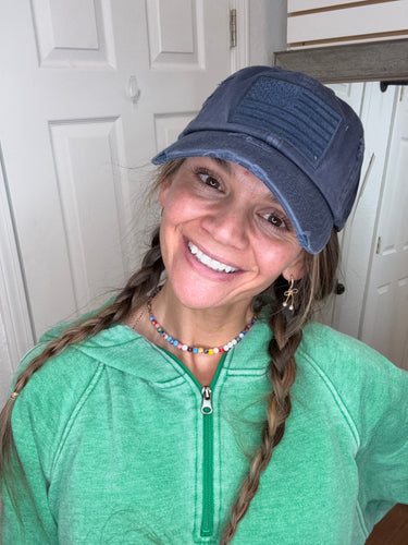 FLAG DISTRESSED BASEBALL CAP-NAVY