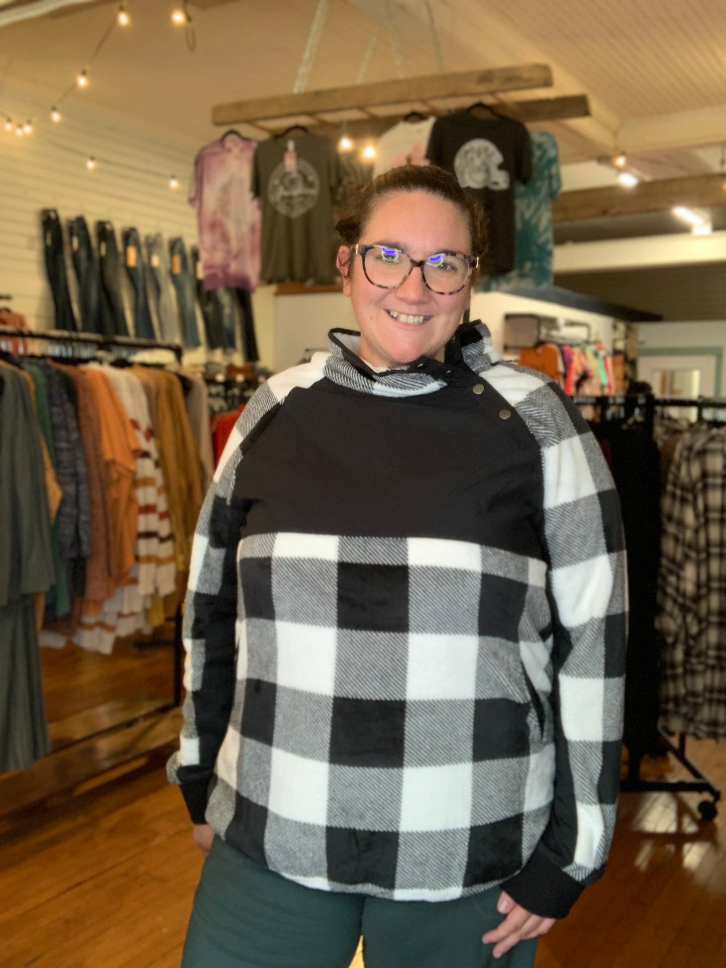 Alana - Fleece Plaid Pullover