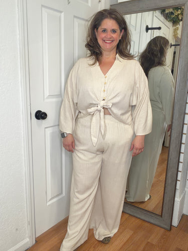 Jaylyn 2 Piece Top And Pant Set SOLD SEPARATELY Oat- Anniewear