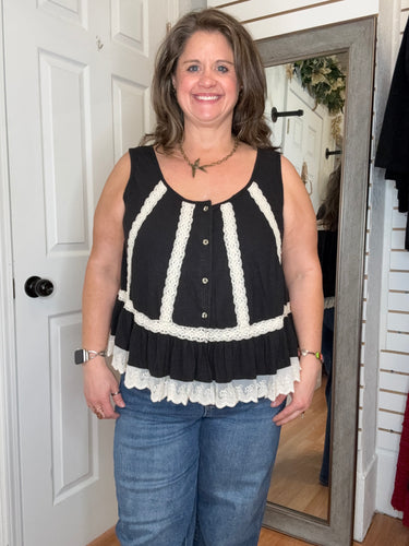 Quincie Button Down Sleeveless Top- Pol