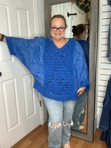 Sierra Open Knit Top Ultramarine Blue - Pol