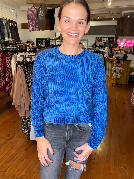 Bonnie Chenille Sweater - Blue